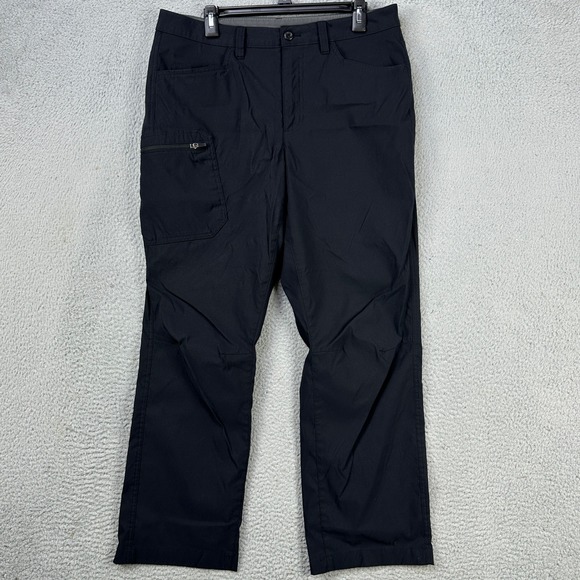 Eddie Bauer Mens Cargo Hiking Pants 34X30 Black Straight Leg Stretch Nylon Blend - Picture 1 of 8